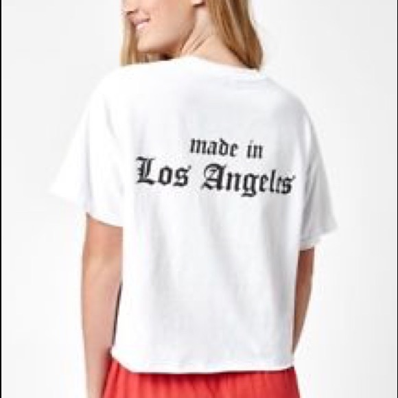 NWOT Made in LA Aleena White Black Graphic Tee - Picture 5 of 8